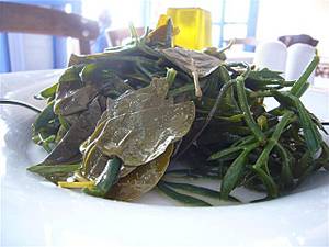 The unique samphire salad at Agnanti restaurant